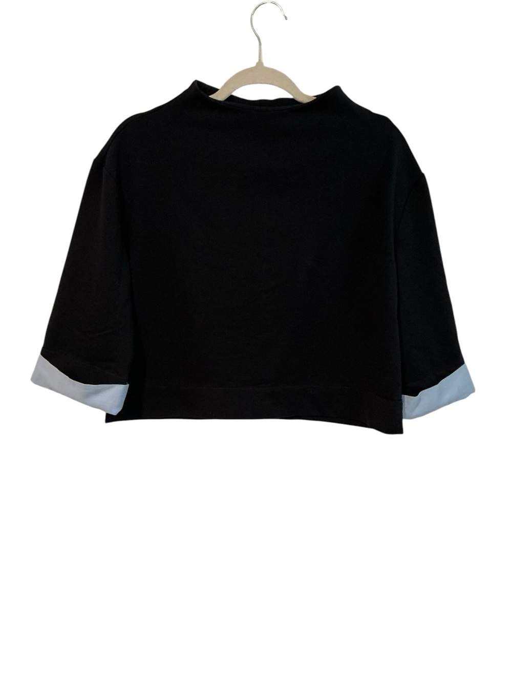 ZARA Women Black Cropped Top Bell Sleeve Small XS Minimalist